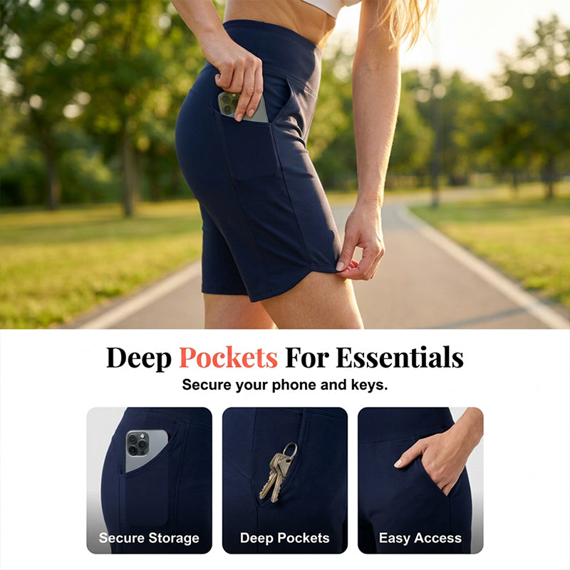 ⏰Last Day Sale 50% OFF🔥Women's High-Waist Yoga Shorts with Pockets