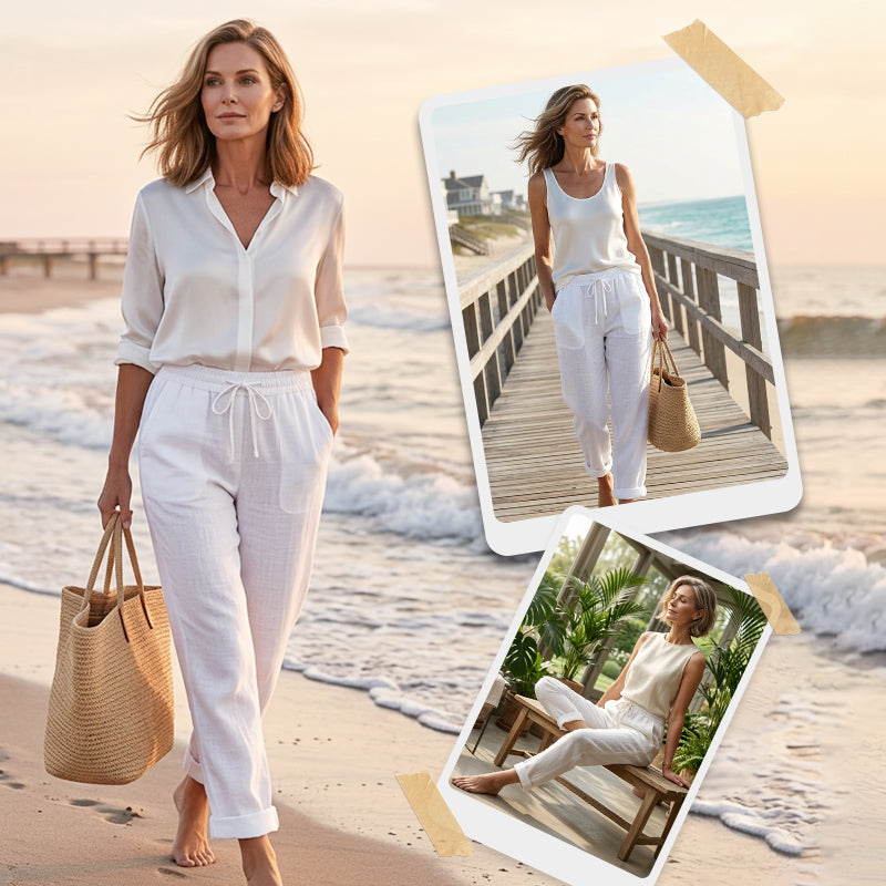 🌸Women's Elastic Waist Cotton Linen Casual Pants