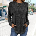 💎50% OFF! 💎 Casual Long-Sleeve Top – Soft Knit, Loose Fit & Versatile Style for All Body Types 🌸🧥