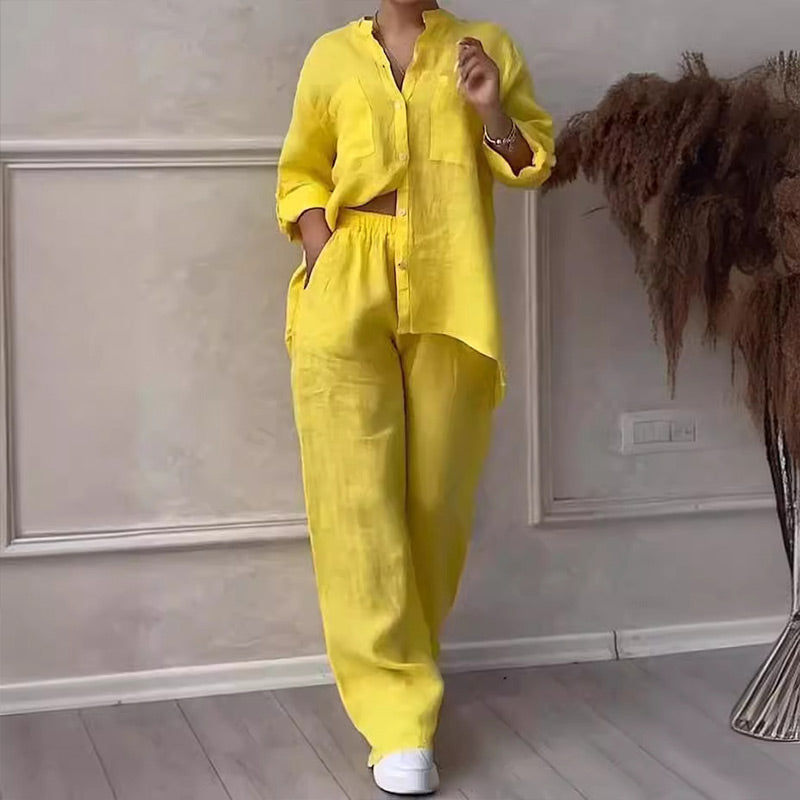 🔥2025 NEW SALES - 50% OFF🔥Women's 2 Piece Outfits Button Down Shirt & Pants