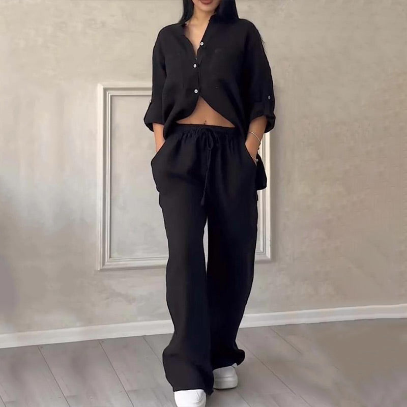 🔥2025 NEW SALES - 50% OFF🔥Women's 2 Piece Outfits Button Down Shirt & Pants