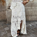 Summer Crochet Lace Elastic Irregular Hem Maxi Skirt