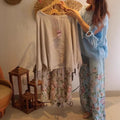 💐Women's Loose Fit Blouse & Floral Printed Wide-Leg Pants Set