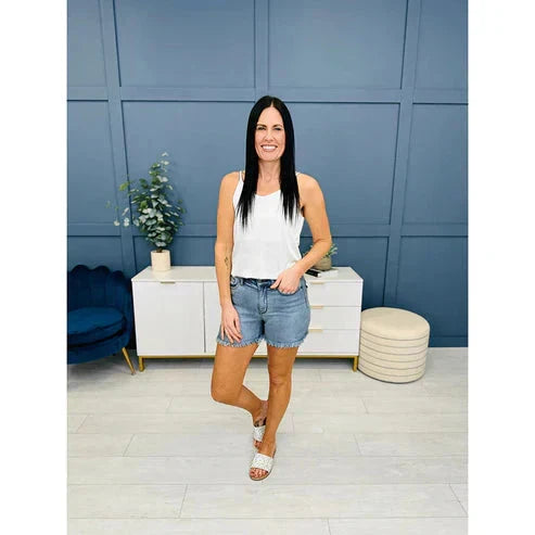 💖LAST DAY SALE 50% OFF🩳High Rise Frayed Hem Cut Off Jean Shorts