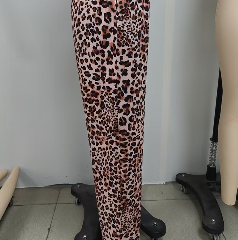 Women's Fashion Leopard Print Straight-Leg Wide Pants