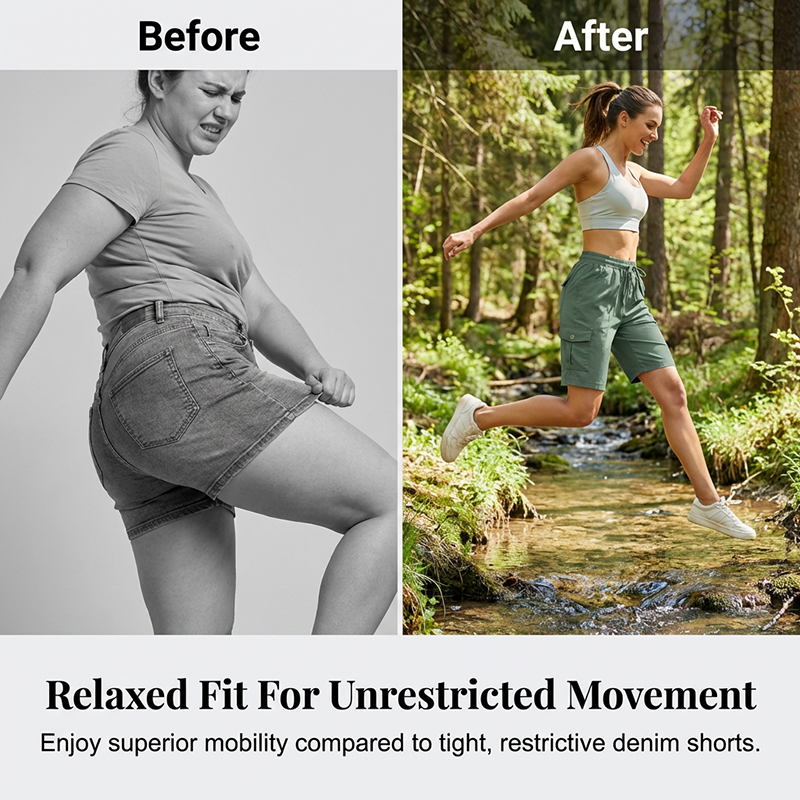🌞LIMITED-TIME 50% OFF! 🩳 Women's Quick-Dry Cargo Shorts – UPF 50+, Multiple Pockets, Adjustable Waist 🏕️