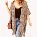 Women’s Oversized Knit Cardigan – Lightweight Crochet Tassel Kimono for Spring & Summer 🌸