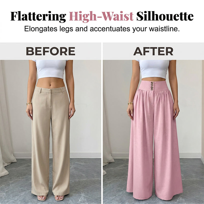 👖 LIMITED-TIME 50% OFF! ✨ Women's High-Waist Pleated Wide-Leg Pants – Flowing Cut, Side Pockets, Versatile 🌿