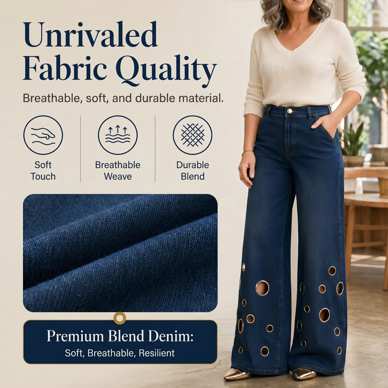 👖✨ Plus Size High Waist Stretch Straight Jeans – 50% OFF! Vintage wide leg, metal ring detail, button fly – all-season comfort for every body.