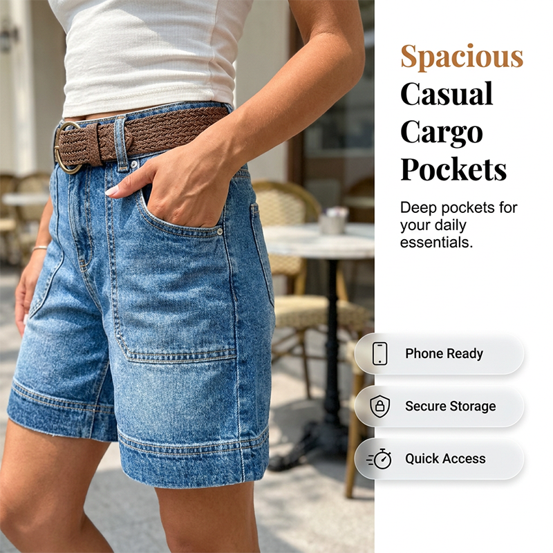 🩳New arrival 50% OFF💐 Viral Bermuda Denim Shorts – Thigh-Covering Confidence & Stretchy Mid-Rise Fit ✨