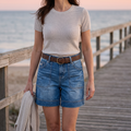 🩳New arrival 50% OFF💐 Viral Bermuda Denim Shorts – Thigh-Covering Confidence & Stretchy Mid-Rise Fit ✨
