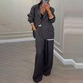 Women's Elegant Blazer & Wide-Leg Pants Set