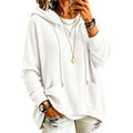 Women's Waffle Knit Loose Hooded Sweatshirt with Pockets